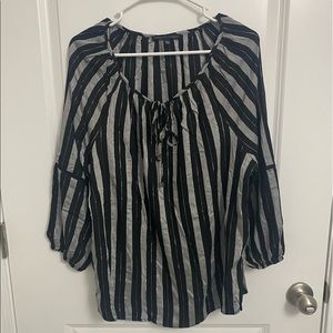 ADRIENNE VITTADINI Stripes Silver Blouse